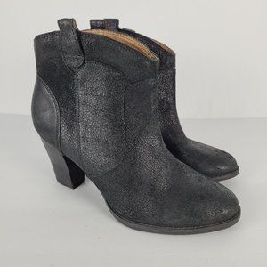 Clarks Indigo Heath Harrier Black Leather Boho Western Pull On Ankle Boot 8